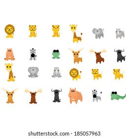 Vector Set Of Different Cartoon Adorable Animals Isolated