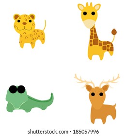 Vector Set Of Different Cartoon Adorable Animals Isolated