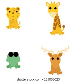 Vector Set Of Different Cartoon Adorable Animals Isolated