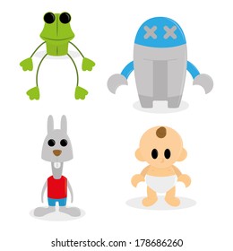 Vector Set Of Different Cartoon Toys Isolated