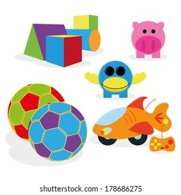 Vector Set Of Different Cartoon Toys Isolated