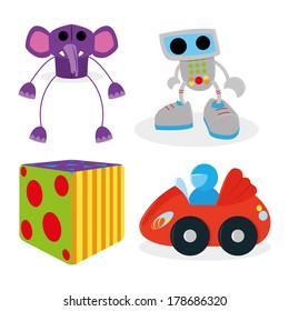 Vector Set Of Different Cartoon Toys Isolated