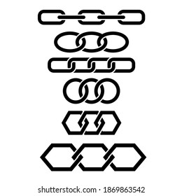 Vector Set of Different Chain Isolated on White Background.