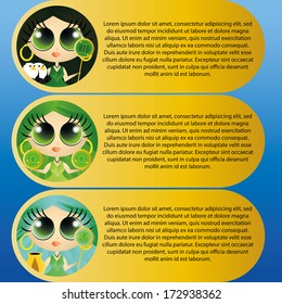 Vector Set Of Different Characters With Astrological Sign Isolated