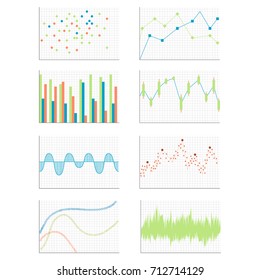 Vector set with different charts. Financial infographics on white background.
