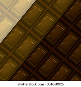 Vector Set of Different Chocolate Bars. Chocolate Diagonal Background