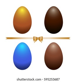 Vector set of  different chocolate easter eggs isolated on white background. 