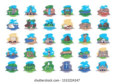 Vector Set Of Different Colombian Illustrations Isolated