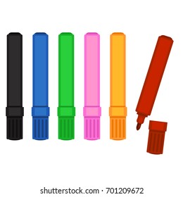 Vector Set of Different Color Felt-tip Pens