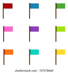Vector Set of Different Color Flags Icons