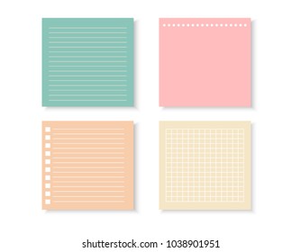 vector set of different color note papers.