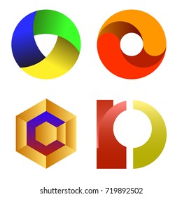 Vector Set of Different Colored Icons Isolated on White Background. Colorful Letter Logo