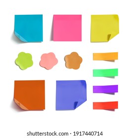 Vector Set of Different Colored Memo Stickers Isolated on White Background, Frames Templates, Illustration.
