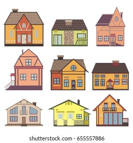 Vector set with different colorful buildings