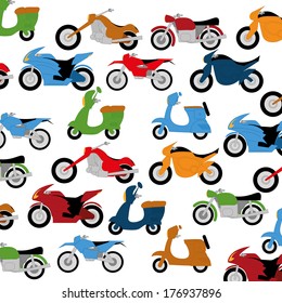 Vector Set Of Different Colorful Motorcycles Isolated