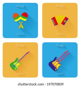 Vector Set Of Different Colorful Musical Elements