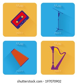 Vector Set Of Different Colorful Musical Elements