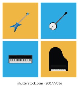 Vector Set Of Different Colorful Musical Elements
