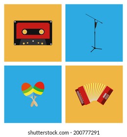 Vector Set Of Different Colorful Musical Elements