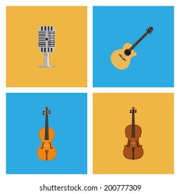 Vector Set Of Different Colorful Musical Elements