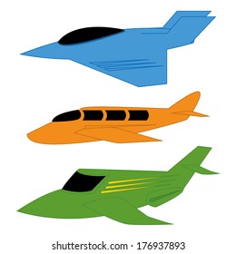 Vector Set Of Different Colorful Planes Isolated