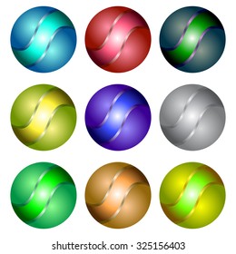 Vector Set of Different Colorful Spheres Isolated on White Background