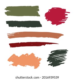 Vector set of different colorful spots. Background for card or template design for flyer. Brush stroke. Vector illustration. 
