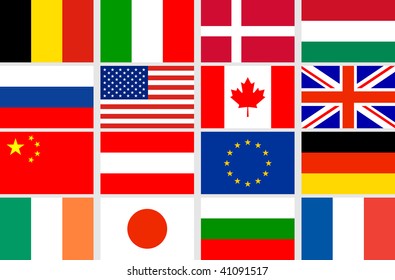 Vector set different countries flags