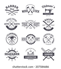 Vector Set Different Crafts Emblems Vintage Stock Vector (Royalty Free ...