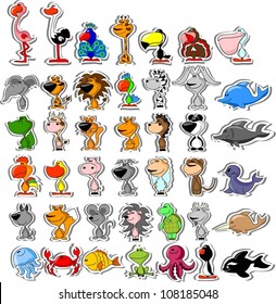 Vector set of different cute animals