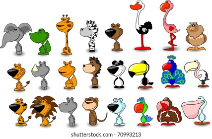 vector set of different cute animals