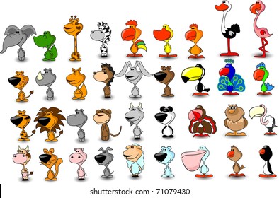 vector set of different cute animals