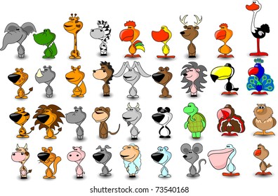 vector set of different cute animals