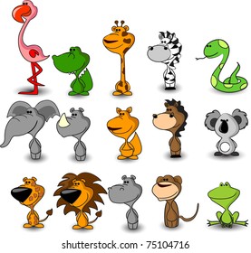 vector set of different cute animals