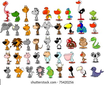 vector set of different cute animals