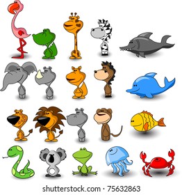 vector set of different cute animals