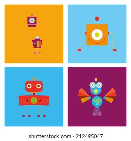 Vector Set Of Different Cute Robots Isolated