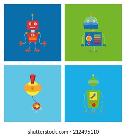 Vector Set Of Different Cute Robots Isolated