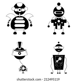 Vector Set Of Different Cute Robots Isolated