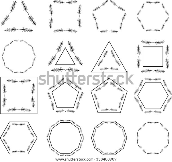 Vector set of different design elements. 16 frames and\
borders. 