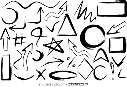 Vector set of different drawings. Handmade elements.