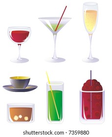 vector set of different drinks