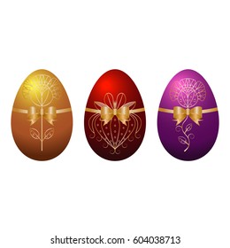 Vector set of  different easter eggs isolated on white background. 