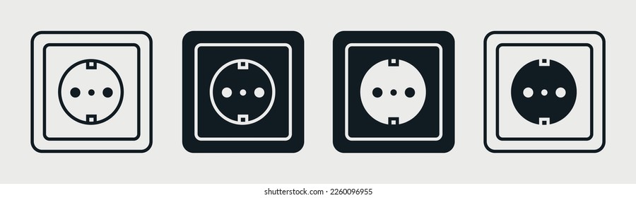 Vector set of different electric rosette. Power socket design symbol. Vector 10 eps.