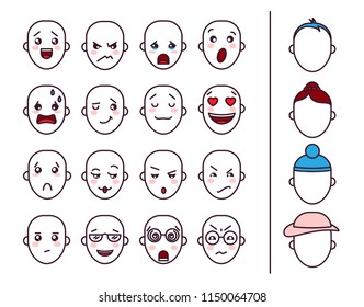 Vector Set Different Emotions Template Creating Stock Vector (Royalty ...