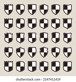 Vector set of different face vintage medieval Shields.