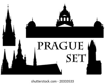 vector set of different famous buildings in Czech capital Prague