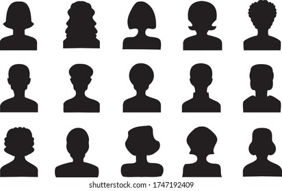 Vector set of different female icons in trendy flat style. People heads and faces images collection.