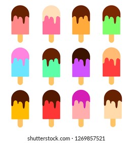 vector set of different flavor popsicle