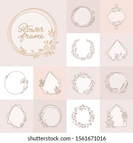 Vector set of different floral frames great for decoration, decoration. Each of the frames has a place for text and is isolated on the background. Set of frames in various colors.